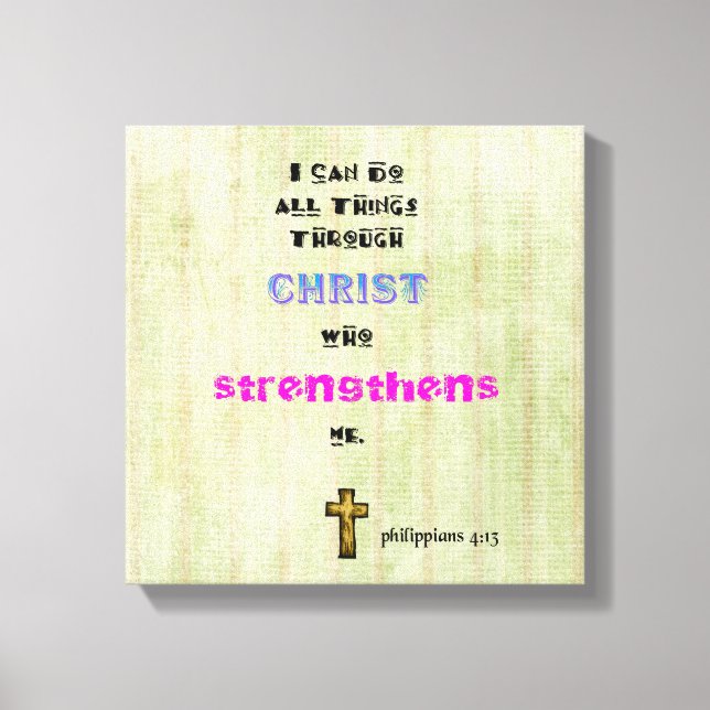 Inspirational Christian Scripture Quote Typography Canvas Print (Front)