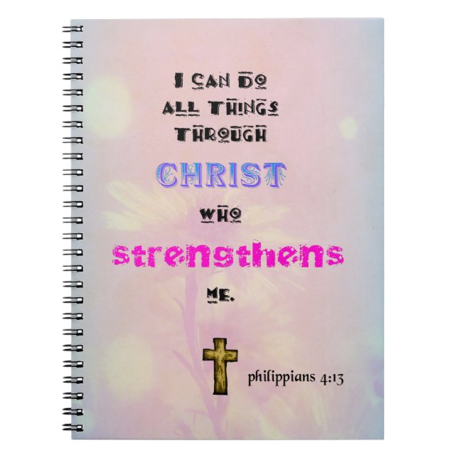 Inspirational Christian Scripture Quote Typography Notebook (Front)