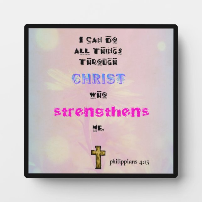 Inspirational Christian Scripture Quote Typography Plaque (Front)