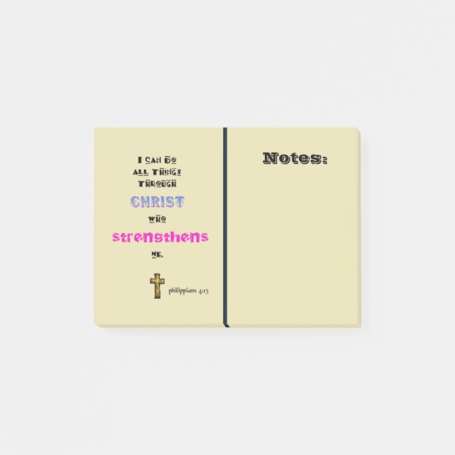 Inspirational Christian Scripture Quote Typography Post-it Notes (Front)