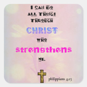 Inspirational Christian Scripture Quote Typography Square Sticker