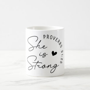 Inspirational Christian She Is Strong Coffee Mug