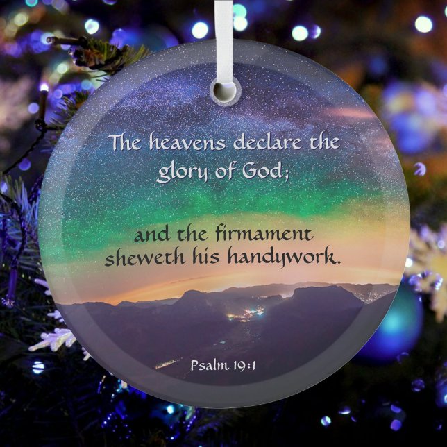 Inspirational Christian Verse Night Sky Christmas Glass Tree Decoration (Creator Uploaded)