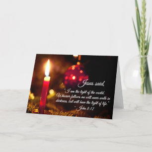 Inspirational Christmas Bible Verse, John 8:12 Holiday Card