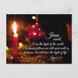 Inspirational Christmas Bible Verse, John 8:12 Postcard