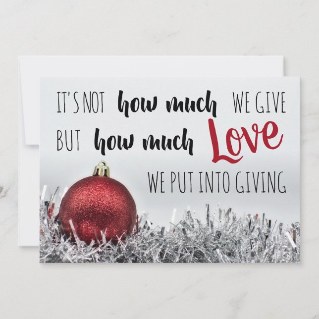Inspirational Christmas quote with red decoration Card (Front)