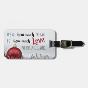 Inspirational Christmas quote with red decoration Luggage Tag