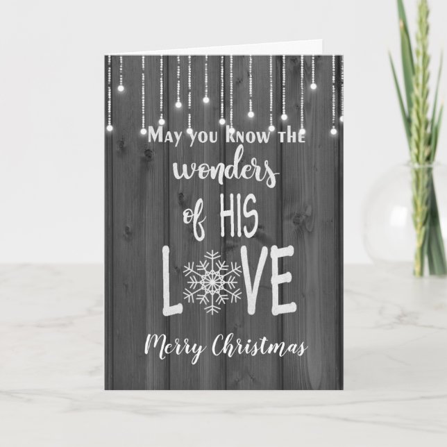 Inspirational Christmas verse on black wood Holiday Card (Front)