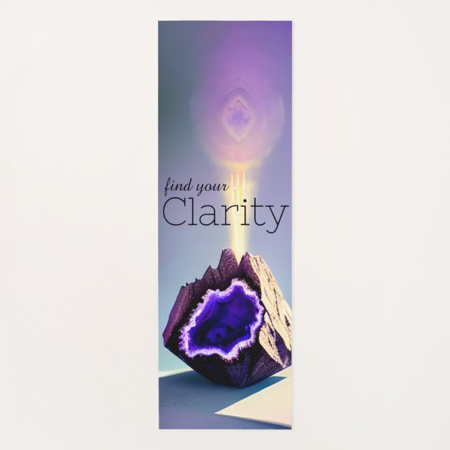 Inspirational Clear Amethyst Crystal Geode Purple Yoga Mat (Front)