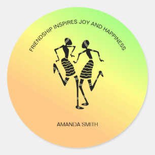 Inspirational, Colorful of Happiness Dance Classic Round Sticker