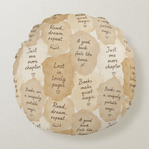Inspirational Cream Books Magic Round Cushion