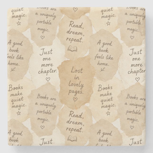 Inspirational Cream Books Magic   Stone Coaster (Front)