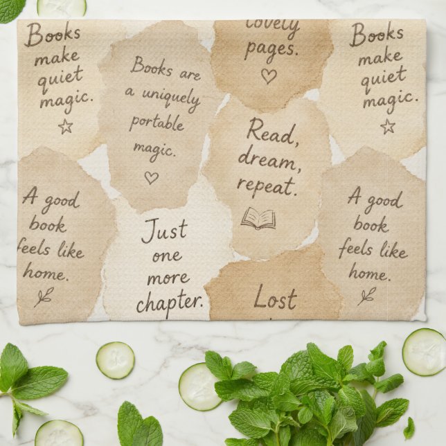 Inspirational Cream Books Magic   Tea Towel (Folded)