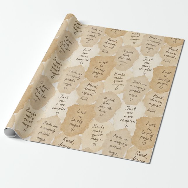 Inspirational Cream Books Magic   Wrapping Paper (Unrolled)