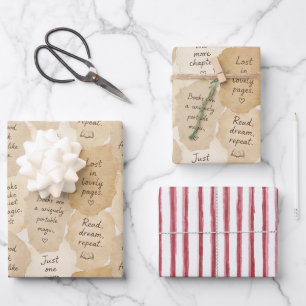 Inspirational Cream Books Magic Wrapping Paper Sheet