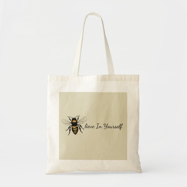 Inspirational Cute Bee Pun Tote Bag (Front)