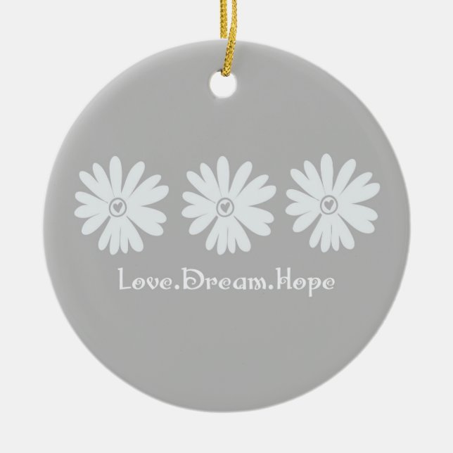 Inspirational Daisies Ceramic Tree Decoration (Front)