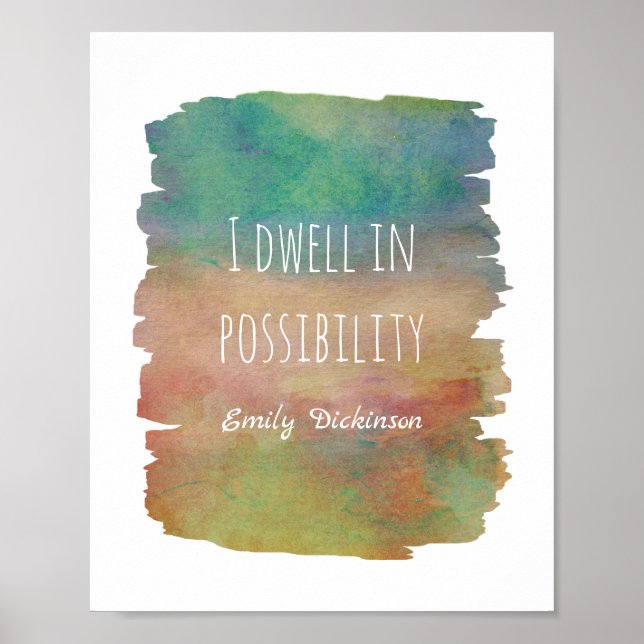 inspirational Dickinson literary  quote watercolor Poster (Front)