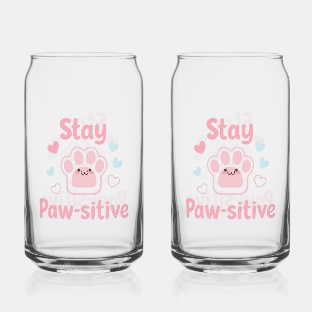 Inspirational Dog and Cat Lover Quote Can Glass (Front)