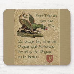 Inspirational Dragon Quote Antique Parchment Mouse Mat