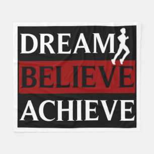 Inspirational Dream Believe Achieve Runner Fleece Blanket