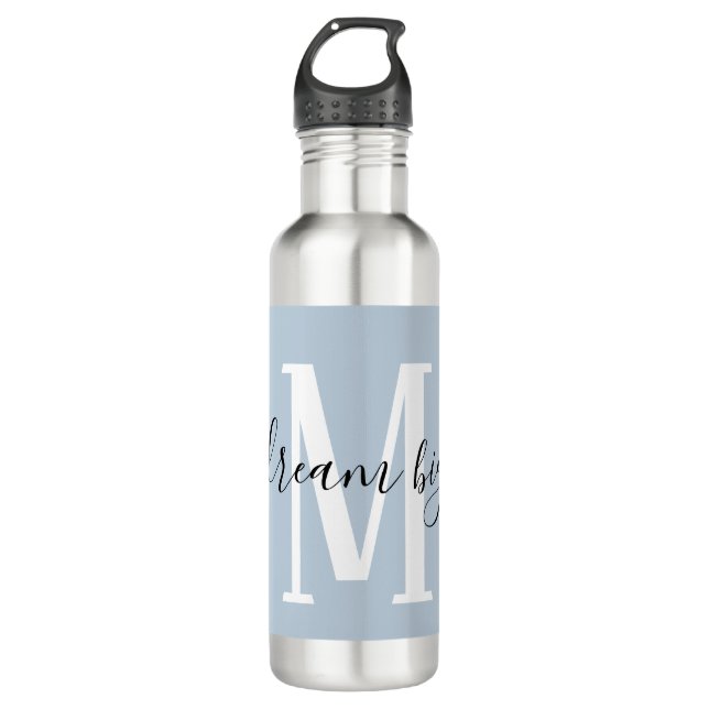 Inspirational Dream Big Monogram Dusty Blue 710 Ml Water Bottle (Front)