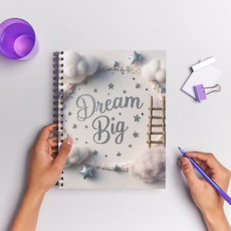 Inspirational Dream Big quote with Stars & Clouds Notebook