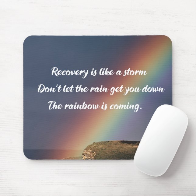 Inspirational Drug Addiction Recovery Rainbow Mouse Mat (With Mouse)