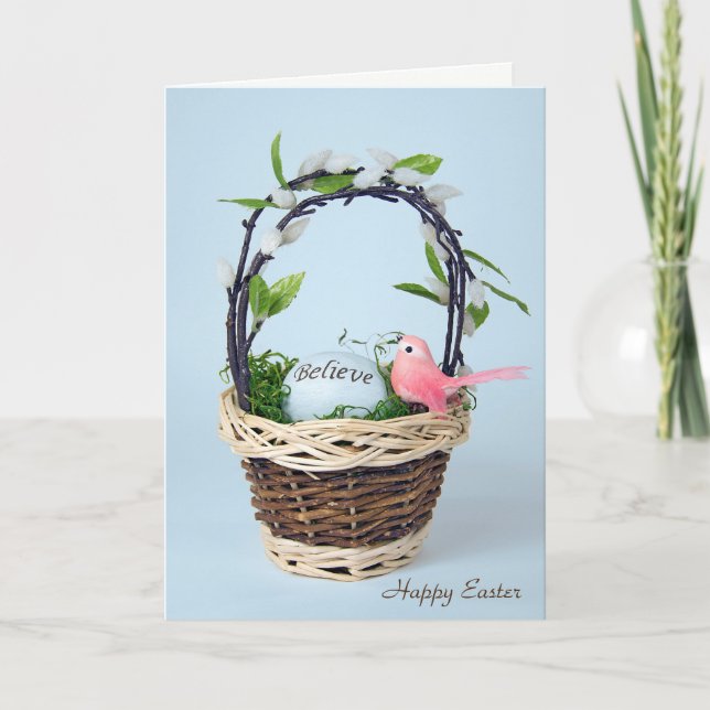 inspirational Easter egg in basket Holiday Card (Front)