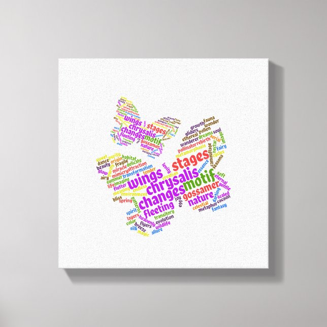 Inspirational Elegant Butterfly Tag Cloud Canvas Print (Front)