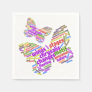 Inspirational Elegant Butterfly Tag Cloud Napkin