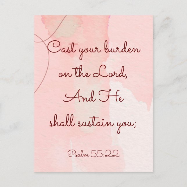 Inspirational Encouragement Bible Verse Psalm 55 Postcard (Front)