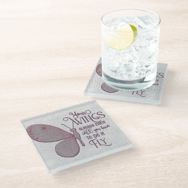 Inspirational Encouragement/Quotes Glass Coaster (Angled)