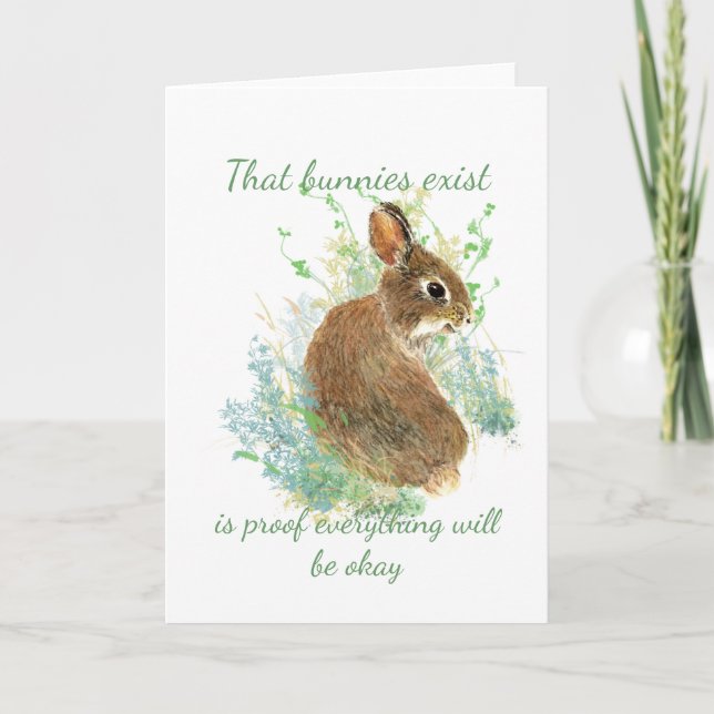 Inspirational Everything will be Okay Bunny Quote Card (Front)