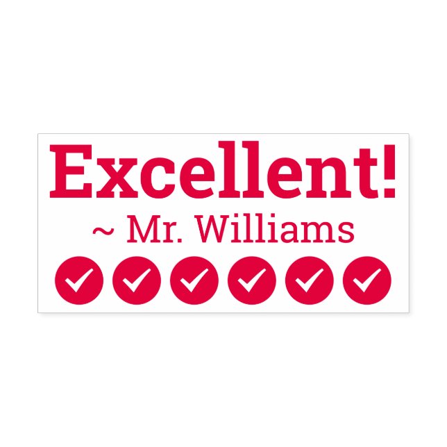 Inspirational "Excellent!" Marking Rubber Stamp (Design)