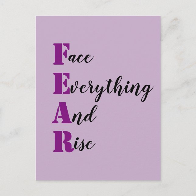 Inspirational Face Everything and Rise FEAR Postcard (Front)