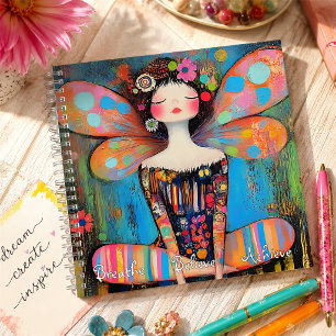 Inspirational Fairy Doing Yoga Custom Quote Notebook
