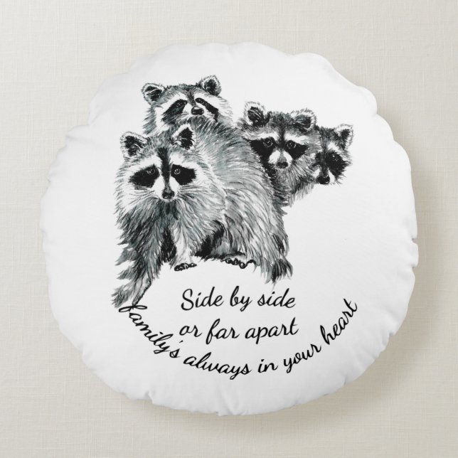 Inspirational Family Always in Your Heart Quote Round Cushion (Front)