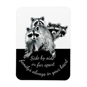 Inspirational Family Quote Cute Watercolor Racoon Magnet