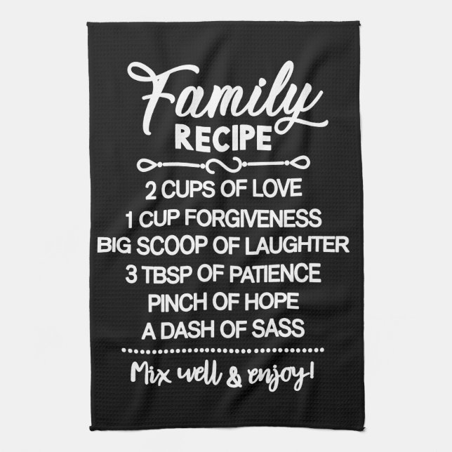 Inspirational Family Recipe Tea Towel (Vertical)