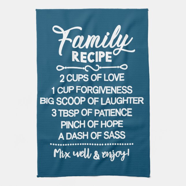 Inspirational Family Recipe Tea Towel (Vertical)