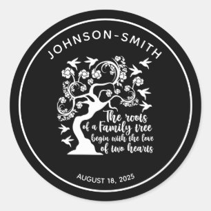 Inspirational Family Reunion Quote Tree Black   Classic Round Sticker