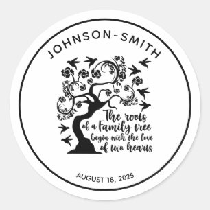 Inspirational Family Reunion Quote Tree Classic Round Sticker
