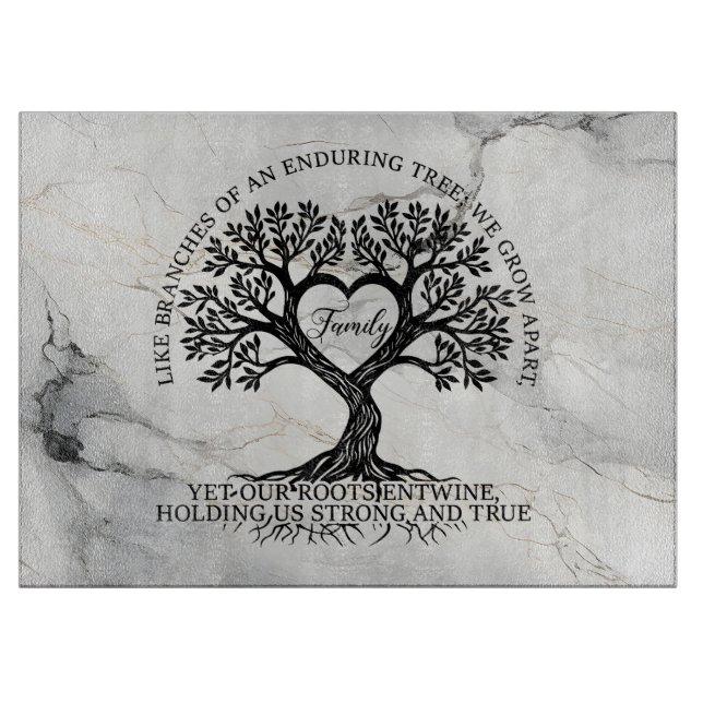 Inspirational Family Tree of Life Glass Cutting Board (Front)