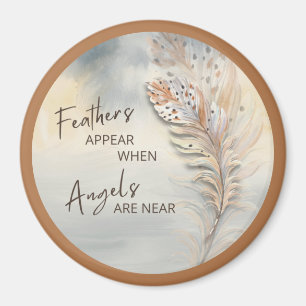 Inspirational Feather & Angel Quote Watercolor 3" Magnet