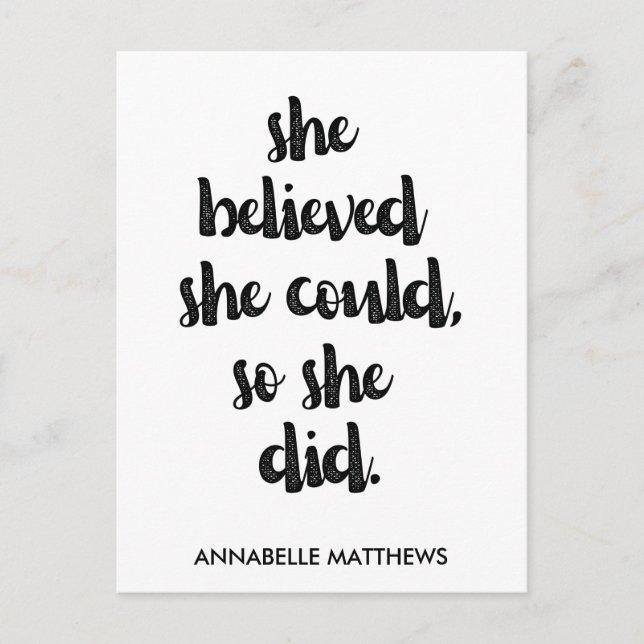 Inspirational Feminist Girl Power Quote   Postcard (Front)