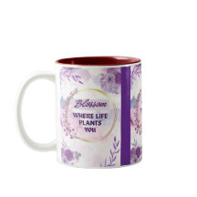 Inspirational Floral Ceramic Mug | Purple Tea Cup