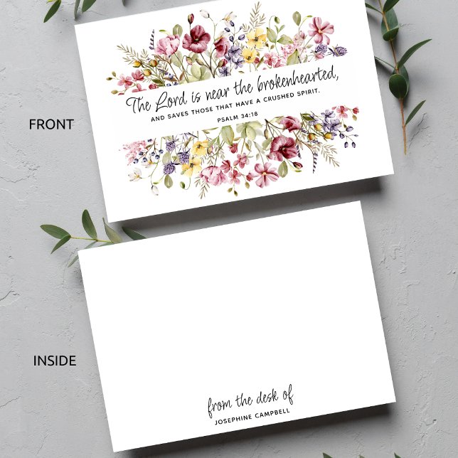 Inspirational Floral Monogrammed Scripture Psalm Note Card (Creator Uploaded)