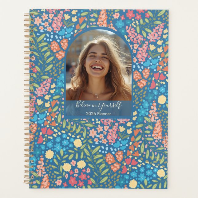 Inspirational Floral Photo Weekly Monthly Planner (Front)