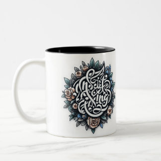 Inspirational Floral Quote Two-Tone Coffee Mug